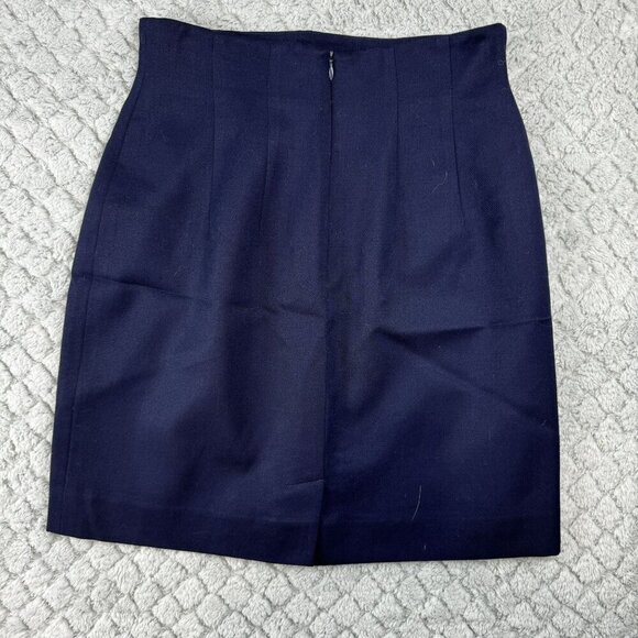 Liger Vintage Navy 100% Wool Skirt Size 8 Made In USA - above the‎ knee - Picture 2 of 5